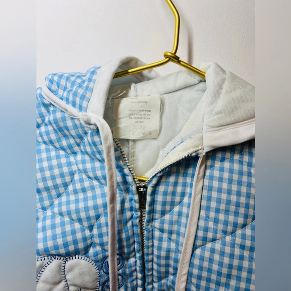 Vintage Hooded Baby Bunting Snowsuit Blue/ White Gingham - Picture 7 of 11